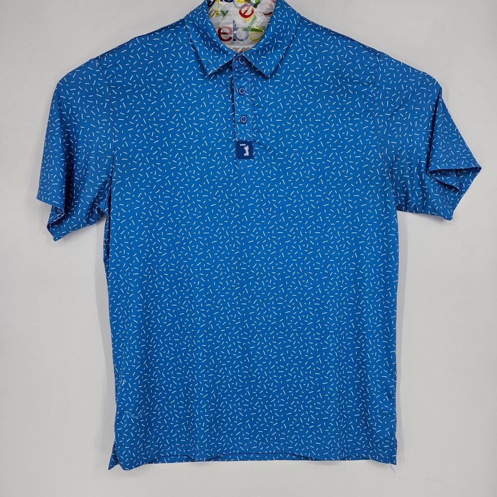 Bogey Bros Polo Shirt Mens Large Short Sleeve Blue Casual Preppy Performance